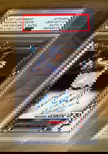 2021 BOWMAN CHROME PROSPECT MAXIMO ACOSTA ROOKIE AUTO  #CPA-MA PSA 10
