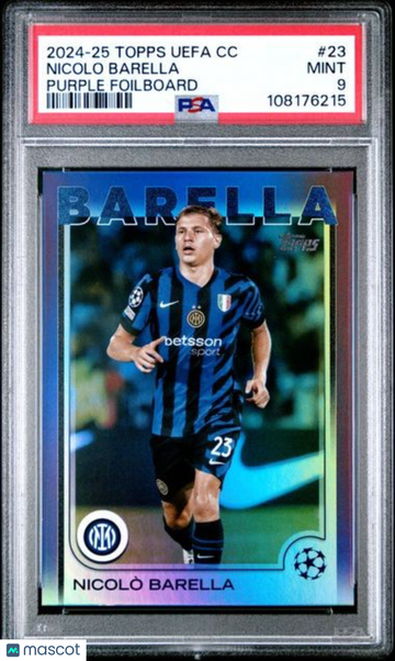 2024-25 Topps UEFA Club Competitions Nicolo Barella #23 Purple Foilboard PSA 9