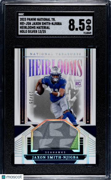 2023 Panini National Treasures Jaxon Smith-Njigba #HEI-JSN Heirlooms Holo Silver /25 RC SGC 8.5