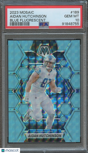 2023 Panini Mosaic Aidan Hutchinson #189 Blue Fluorescent PSA 10