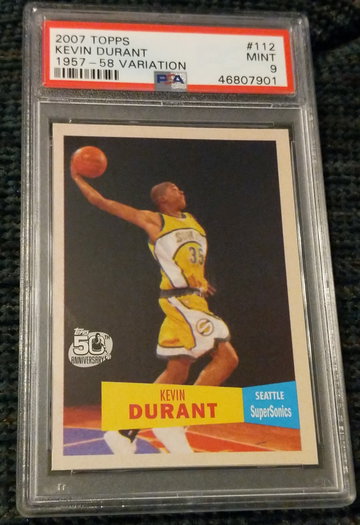Kevin Durant 2007 topps rookie card 1957-58 variation psa 9 mint