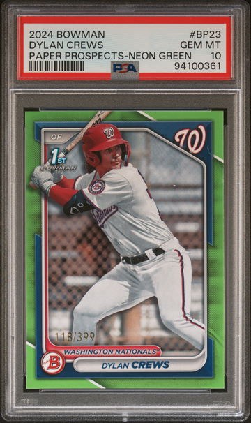 2024 Bowman Bowman Prospects Neon Green Dylan Crews #BP-23 /399 PSA 10