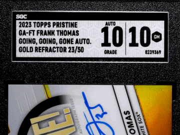 2023 Topps Pristine Frank Thomas #GA-FT Going, Going, Gone Autograph Gold Refractor SGC 10 Auto 10