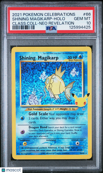 2021 Pokemon Celebrations Classic Collection Shining Magikarp Holo Class.Coll-Neo Revelation PSA 10 #66