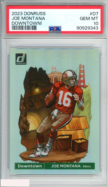 2023 PANINI DONRUSS DOWNTOWN! JOE MONTANA #D7 49ERS HOF PSA 10 GEM MT
