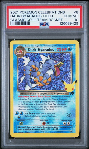2021 Pokemon Celebrations Classic Collection Team Rocket Holo Dark Gyarados #8 PSA 10