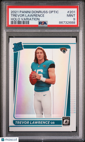 2021 Donruss Optic #201 Trevor Lawrence - Rated Rookie Holo Variation | PSA 9