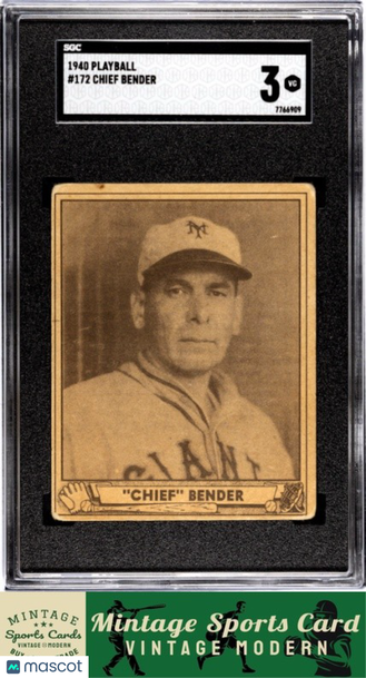 1940 Playball Chief Bender #172 SGC 3