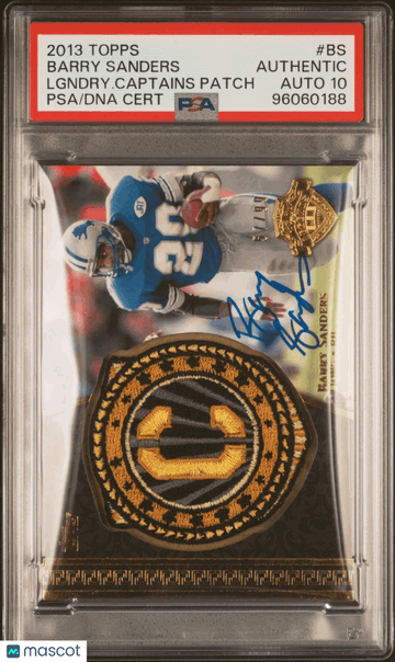 2013 Topps Legendary Captains Patch Barry Sanders #BS Lgndry. Captains PSA 10 Auto 10