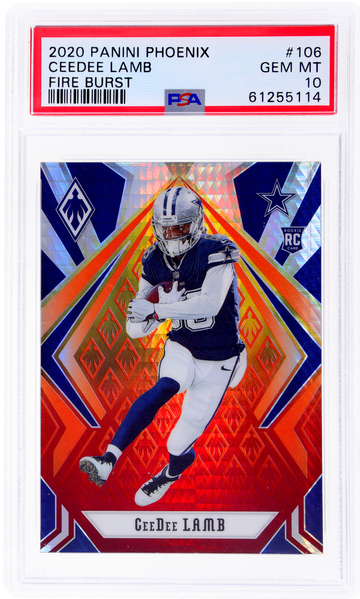 2020 Panini Phoenix #106 Ceedee Lamb Rookie Fire Burst PSA 10 RC