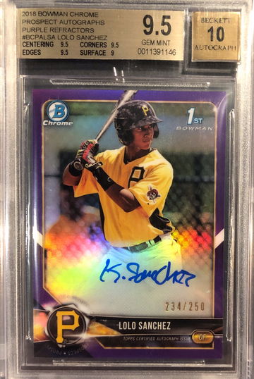 Lolo Sanchez 2018 Bowman Chrome Draft Auto Purple BGS 9.5
