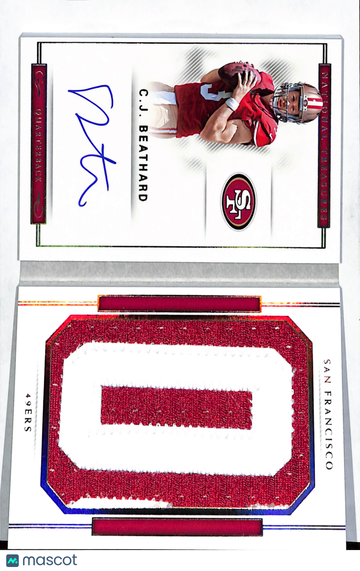 2018 Panini National Treasures C.J. Beathard #RJB-CJ /9 Jersey Patch