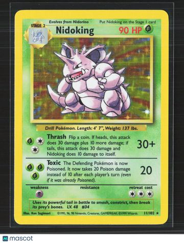 1999 Base Set Nidoking Holo Rare #11/102