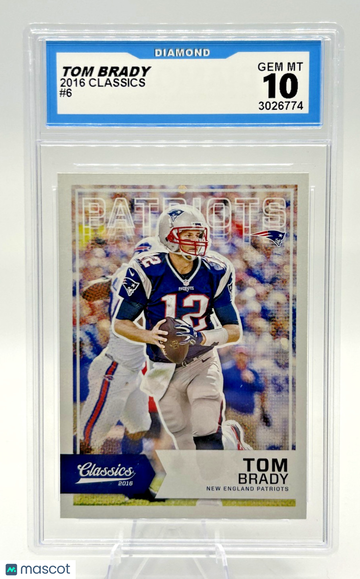 Graded 10 2016 Panini Classics Tom Brady Patriots #6 Base Set Football Card