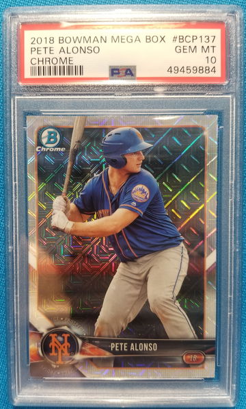 Pete alonso 2018 bowman mega box chrome Refractor psa gem Mint 10 mets 