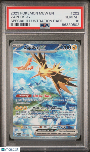2023 Pokemon Mew EN-151 Zapdos EX Special Illustration Rare PSA 10 #202
