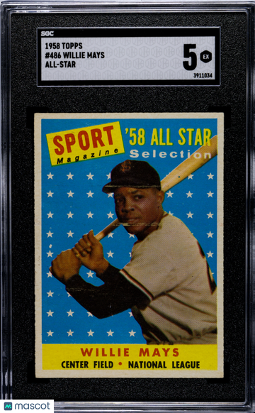 1958 Topps Willie Mays #486 All Star SGC 5