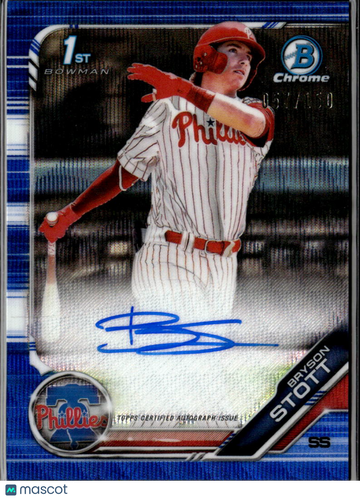 2019 Bowman Chrome Bryson Stott #CDA-BS Blue Shimmer Refractor