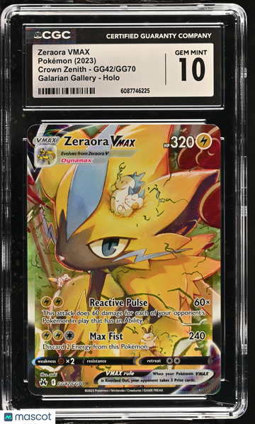 2023 Pokemon Crown Zenith Zeraora VMAX Holo CGC 10 #GG42/GG70