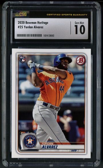 2020 Bowman Paper Yordan Alvarez RC #25 Houston Astros - CSG Gem Mint 10