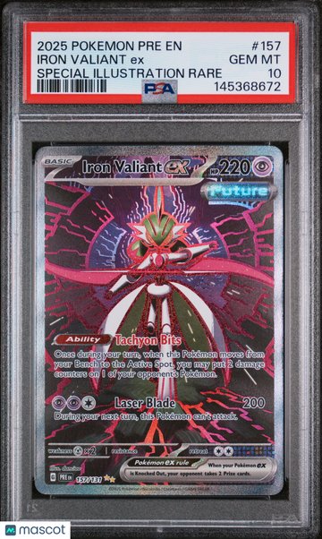 2025 Pokemon Pre EN-Prismatic Evolutions Iron Valiant EX Special Illustration Rare PSA 10 #157