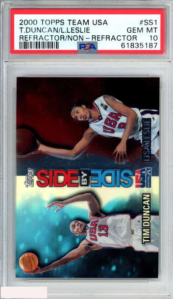 2000 TOPPS TEAM USA SIDE BY SIDE TIM DUNCAN LISA LESLIE #SS1 REFRACTOR PSA 10