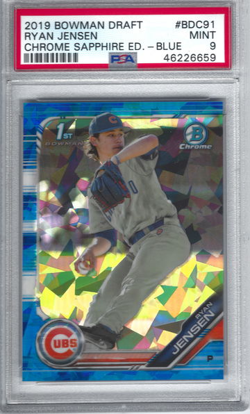 2019 Bowman Draft Ryan Jensen Chrome Sapphire Ed_Blue PSA 9 Mint