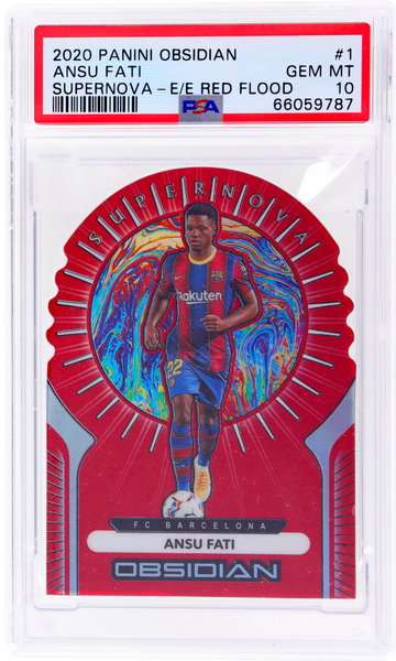 2020 Panini Obsidian Supernova Ansu Fati #1 23/28 PSA 10 Red Flood