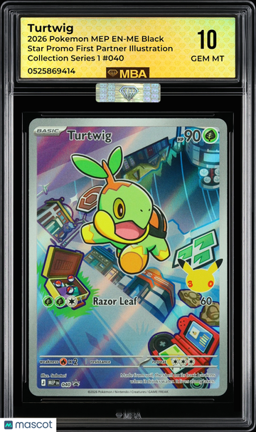2026 Pokemon MEP EN-ME Black Star Promo Turtwig #040 First Partner Illustration Collection Series 1 MBA 10