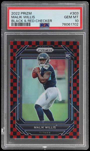 2022 Panini Prizm Malik Willis Black And Red Checker Prizm PSA 10 RC