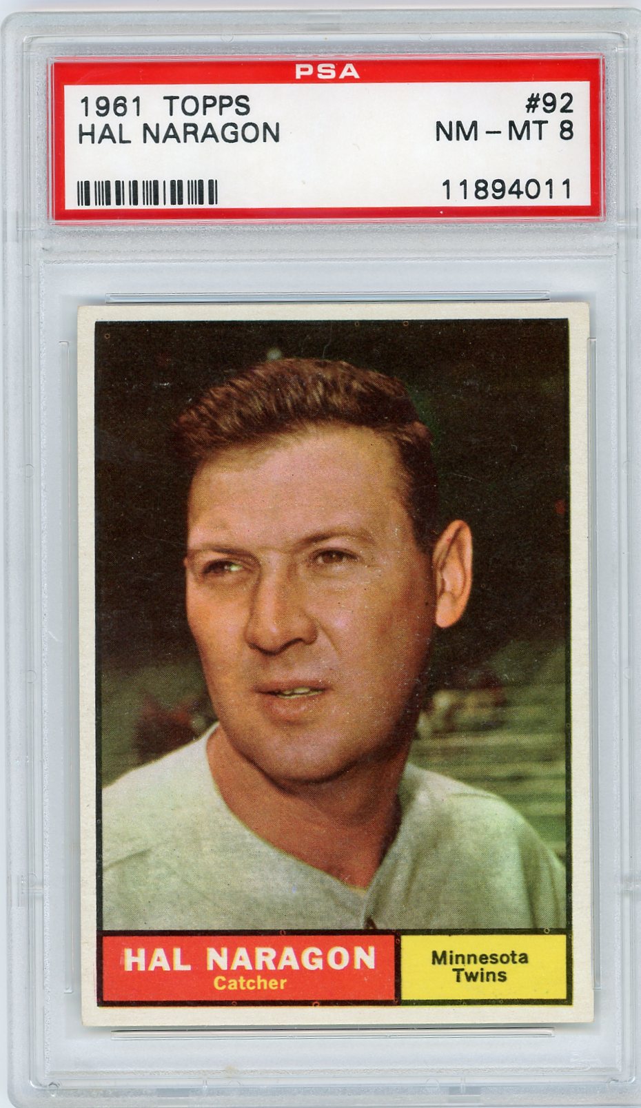 1961 Topps Hal Naragon #92 PSA 8