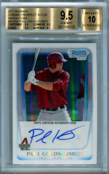 2011 Bowman Chrome Paul Goldschmidt refractor /500 BGS 9.5 auto 10