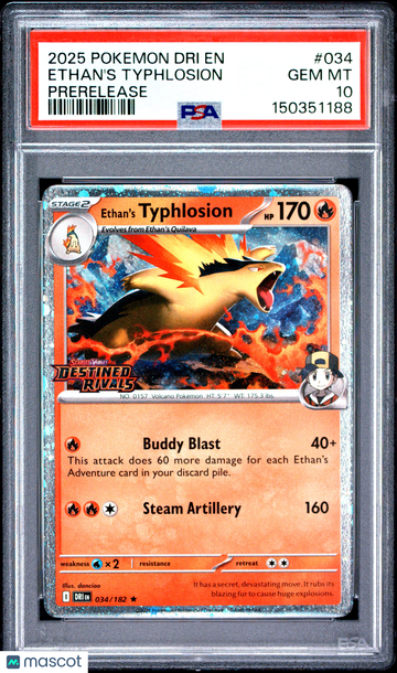 2025 Pokemon Dri EN-Destined Rivals Stamp Promo Ethan's Typhlosion #034 PSA 10