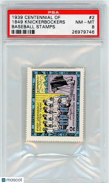 1939 Centennial Of Baseball Stamps 1849 Knickerbockers #2 PSA 8
