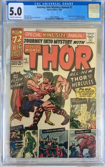 Journey into Mystery Annual #1 (1965) CGC 5.0 -- O/w to white; 1st Hercules app.