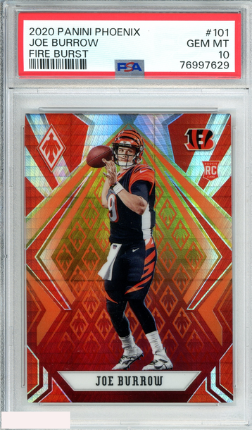 2020 PANINI PHOENIX JOE BURROW #101 FIRE BURST ROOKIE RC PSA 10 GEM MT