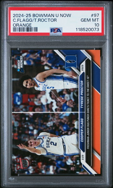 2024-25 BOWMAN U NOW COOPER FLAGG/TYRESE PROCTOR #/5 ORANGE #97 PSA 10