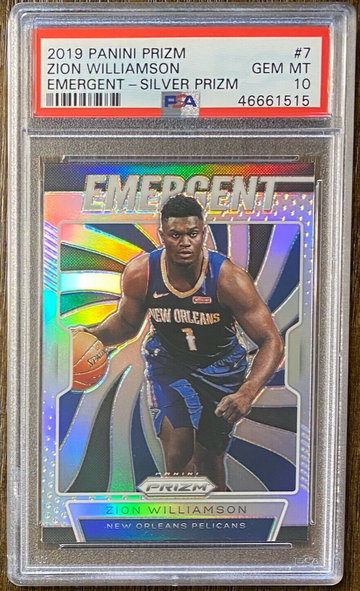 2019 Panini Prizm ZION WILLIAMSON Silver Emergent Prizm PSA 10 GEM MINT