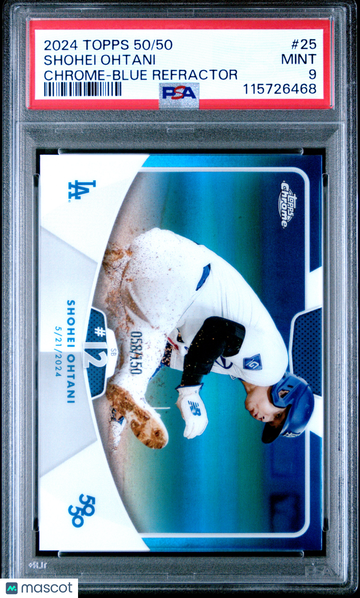 2024 Topps 50/50 Shohei Ohtani Shohei Ohtani #25 Chrome Blue Refractor PSA 9