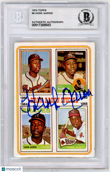 1974 Topps Hank Aaron 62-65 #4 BVG Authentic BAS Auto A