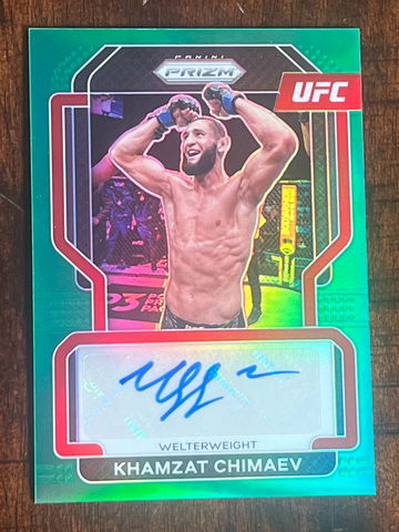 2022 KHAMZAT CHIMAEV UFC Panini Green Prizm Auto Rare SP  #SG-KCH