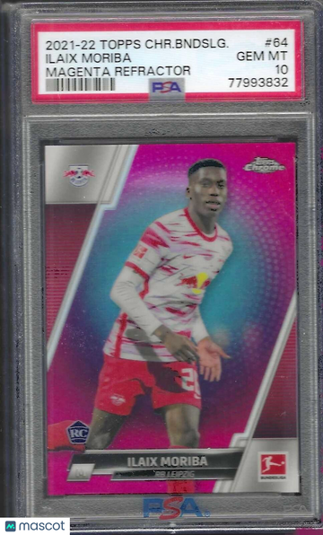 2021 Topps Chrome Bundesliga Ilaix Moriba #64 Magenta Refractor PSA 10