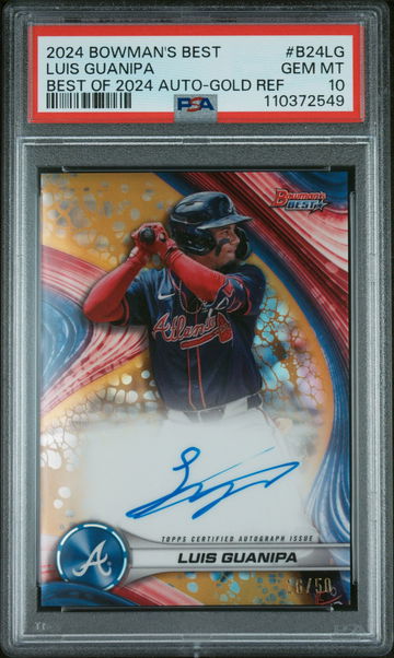 2024 Bowman's Best Gold Luis Guanipa #B24LG Auto /50 PSA 10