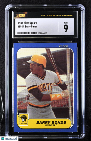 1986 Fleer Update Barry Bonds #U-14 Rookie RC XRC CGC 9