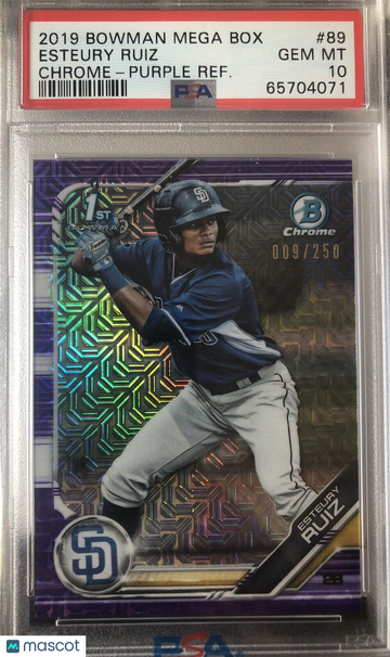 ESTEURY RUIZ 2019 Bowman Mega Box #89 Purple Refractor SP #’d/250 PSA 10 Pop 16