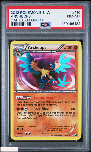 2012 POKEMON BLACK AND WHITE DARK EXPLORERS ARCHEOPS #110 PSA 8 NM-MT