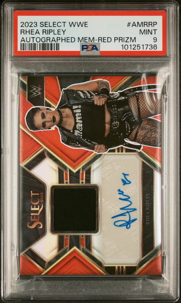 2023 Panini Select WWE Autographed Memorabilia Red Rhea Ripley #AMRRP /49 PSA 9