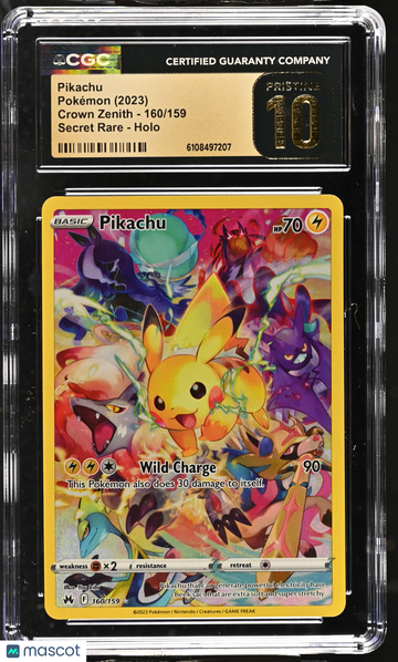 2023 Pokemon Crown Zenith Pikachu Holo Secret Rare Secret Rare CGC 10 #160/159