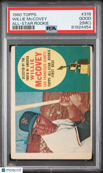 1960 Topps Willie Mccovey #316 All Star Rookie MC PSA 2