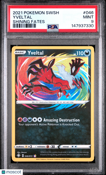 2021 Pokemon Sword & Shield Shining Fates Yveltal Shining Fates PSA 9 #046